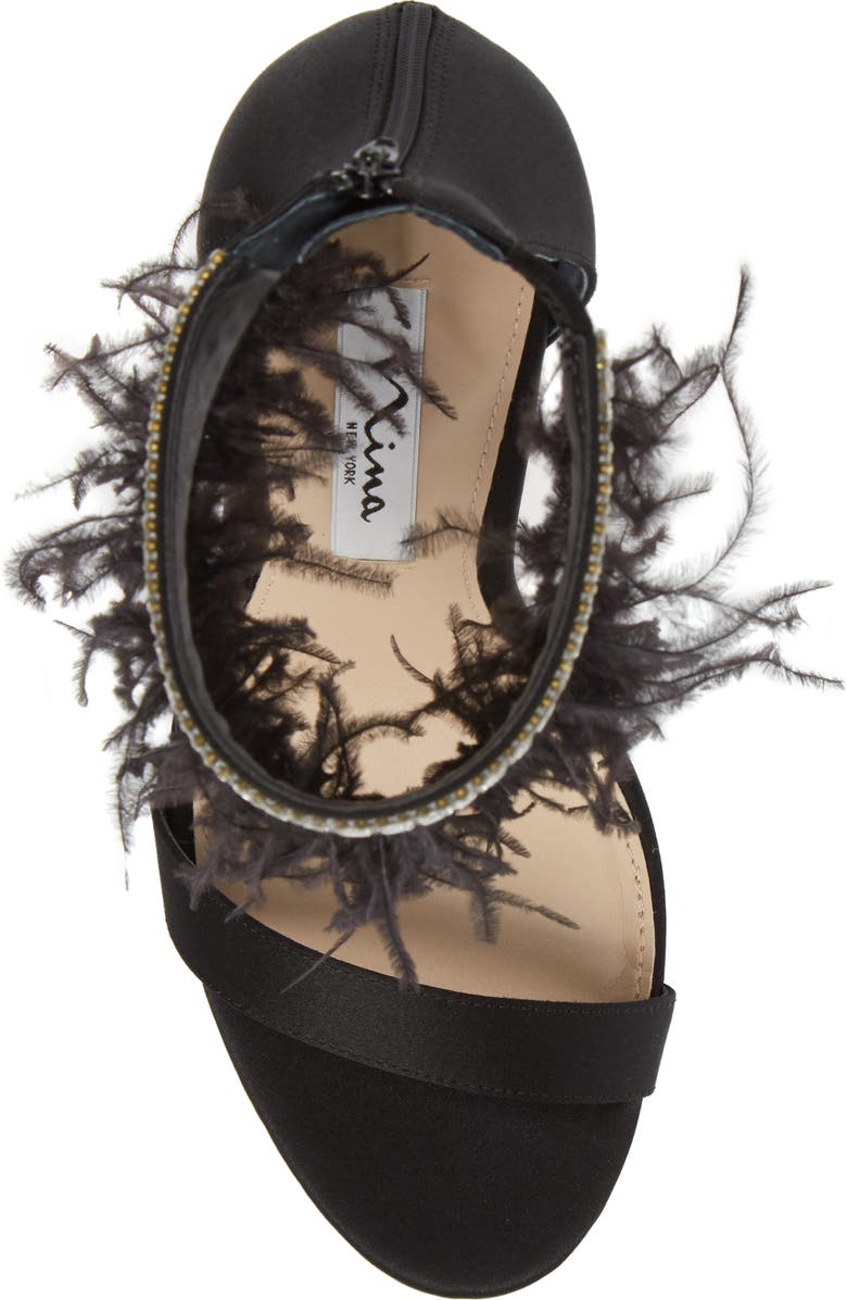 Nina Fran Embellished Feather Sandal, Alternate, color,