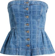 Damson Madder Elosie Strapless Peplum Denim Top