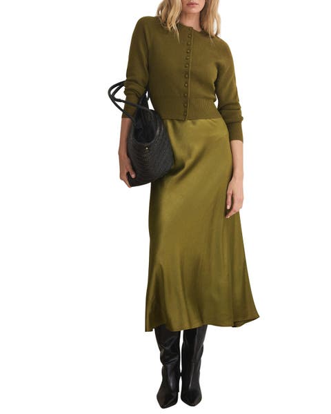 Layered Satin Knit Midi Dress