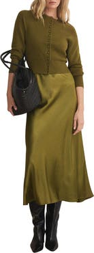 MINT VELVET Layered Satin Knit Midi Dress