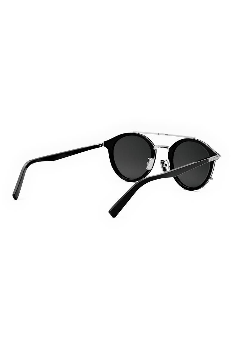 'DiorBlackSuit R7U 50mm Round Sunglasses, Alternate, color, SHINY BLACK / SMOKE
