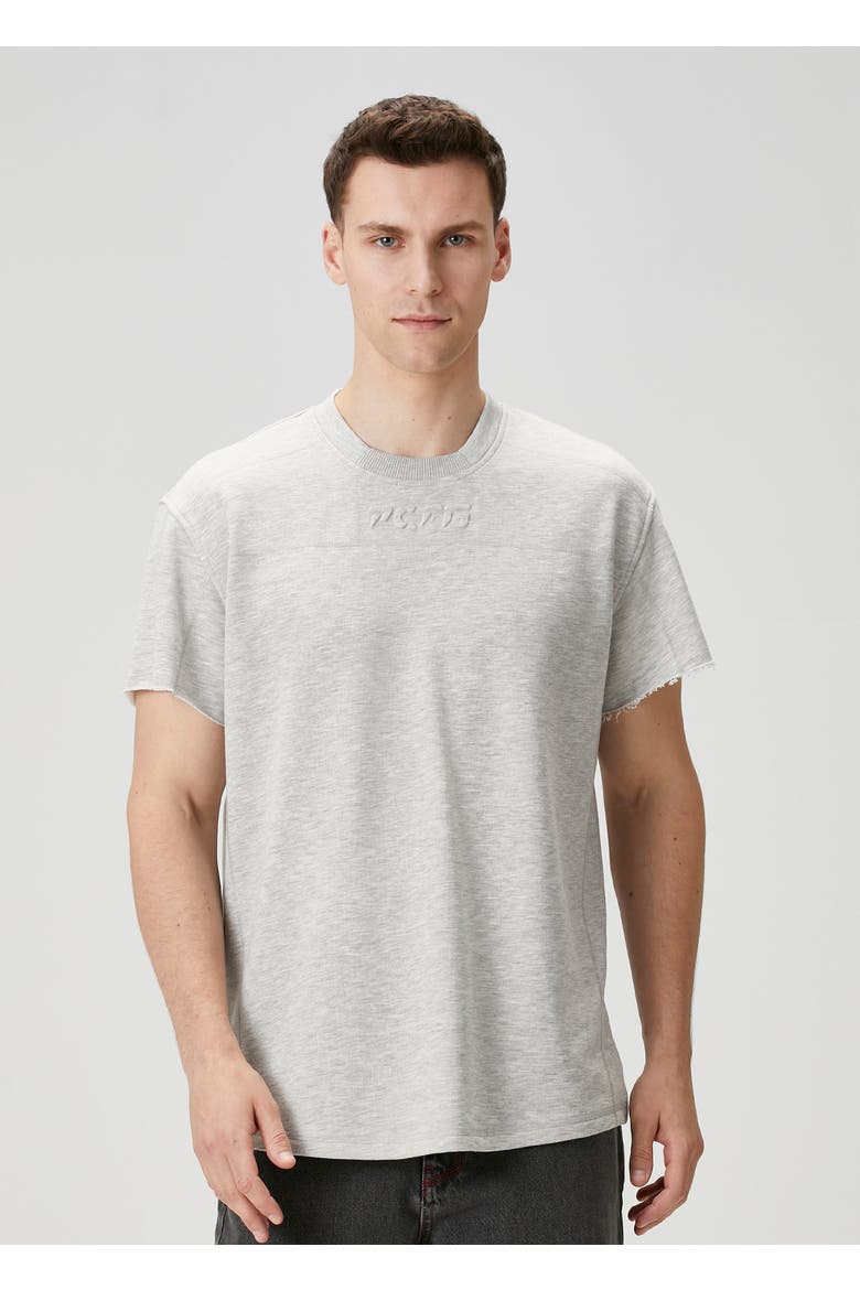 Cotton Tshirt With Emboss Print, Alternate, color, grey
