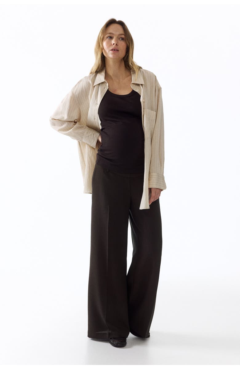 H&M Mama Wide Tailored Trousers, Alternate, color, Dark Brown