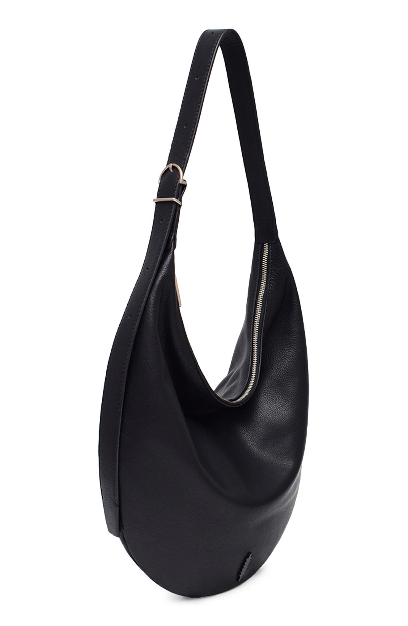 Wyatt Leather Hobo, Alternate, color, BLACK