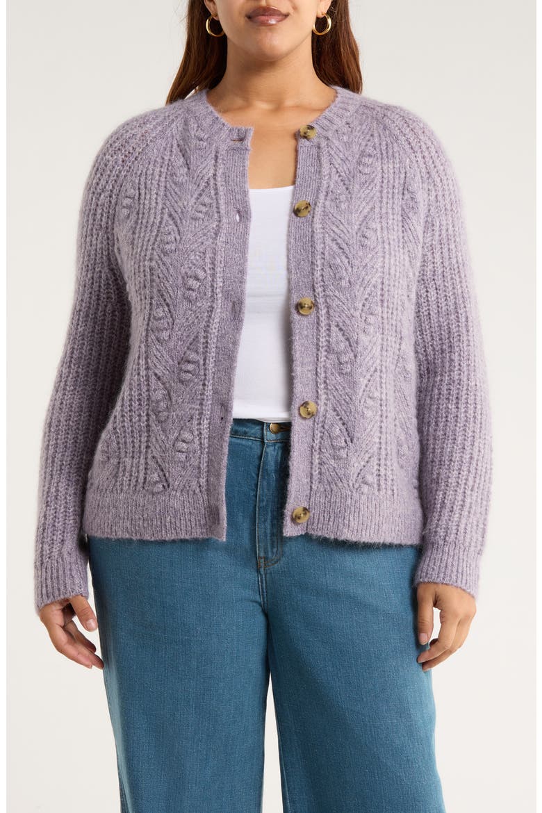 Sand Thistle Wool & Mohair Blend Cardigan, Main, color, CLEMATIS