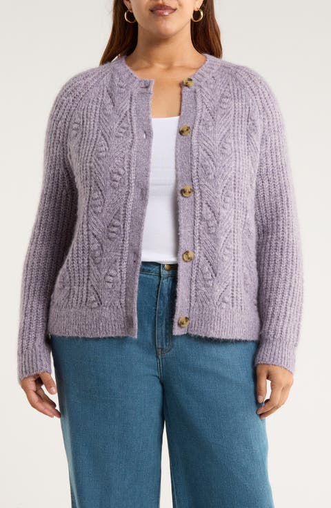 Sand Thistle Wool & Mohair Blend Cardigan (Plus)