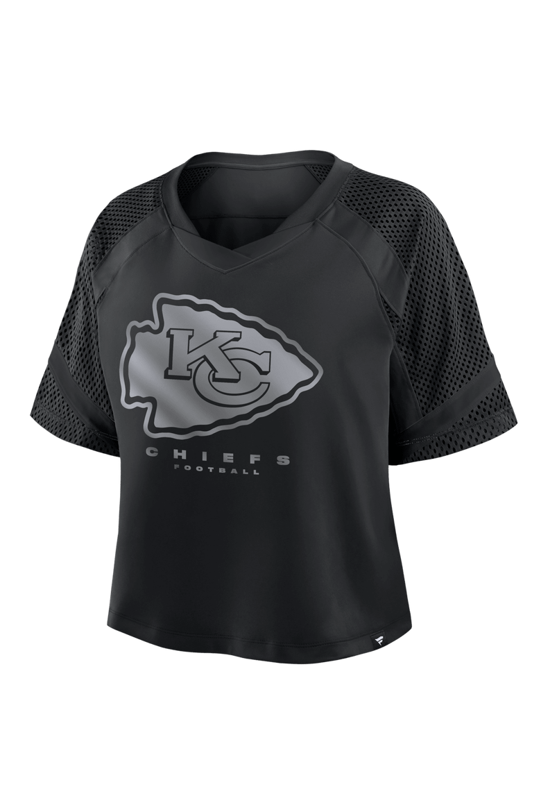Women's Fanatics Kansas City Chiefs Oversized Raglan V-Neck Blackout Fashion Jersey, Alternate, color, Black