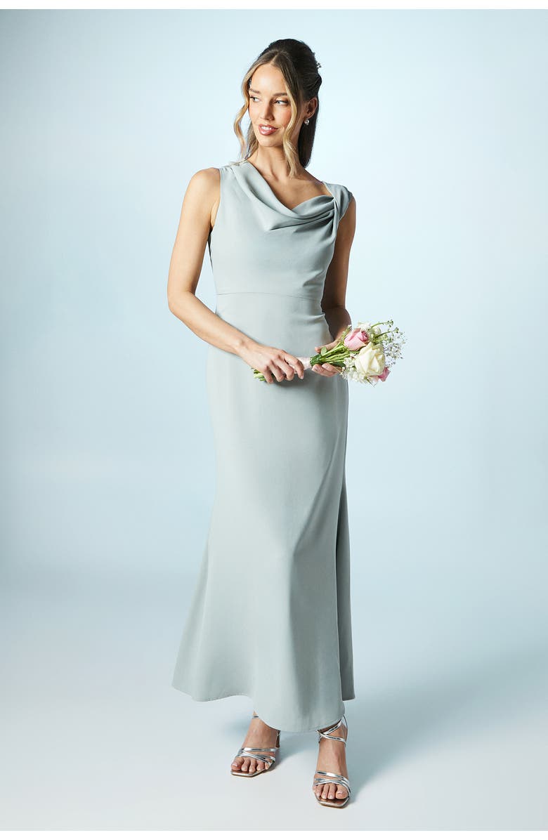 Coast Petite Twist Cowl Neck Bridesmaid Dress, Main, color, Sage