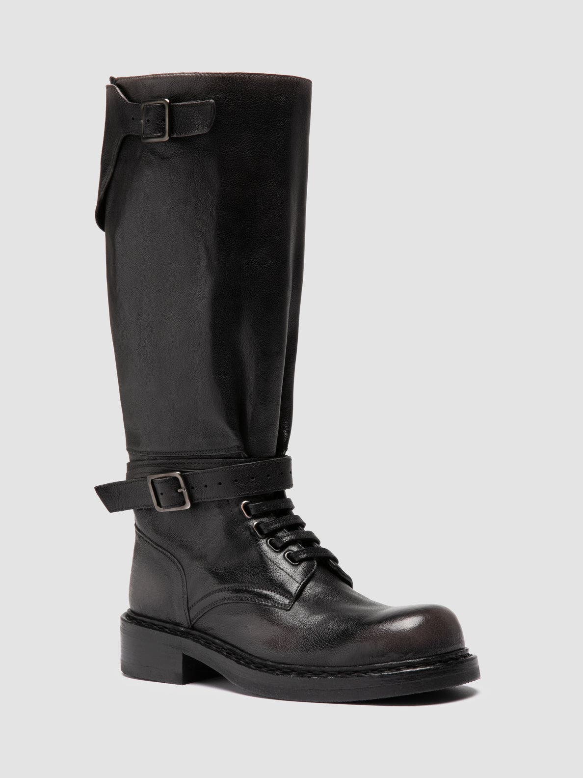 Officine Creative Dakota 003 Leather Military Boots, Alternate, color, Black