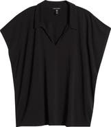 Eileen Fisher Boxy Johnny Collar Jersey Top