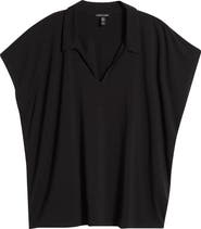 Eileen Fisher Boxy Johnny Collar Jersey Top