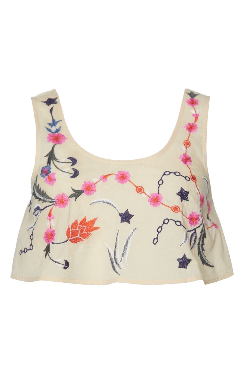 NASTY GAL Floral Embroidered Cotton Crop Tank, Alternate, color, 