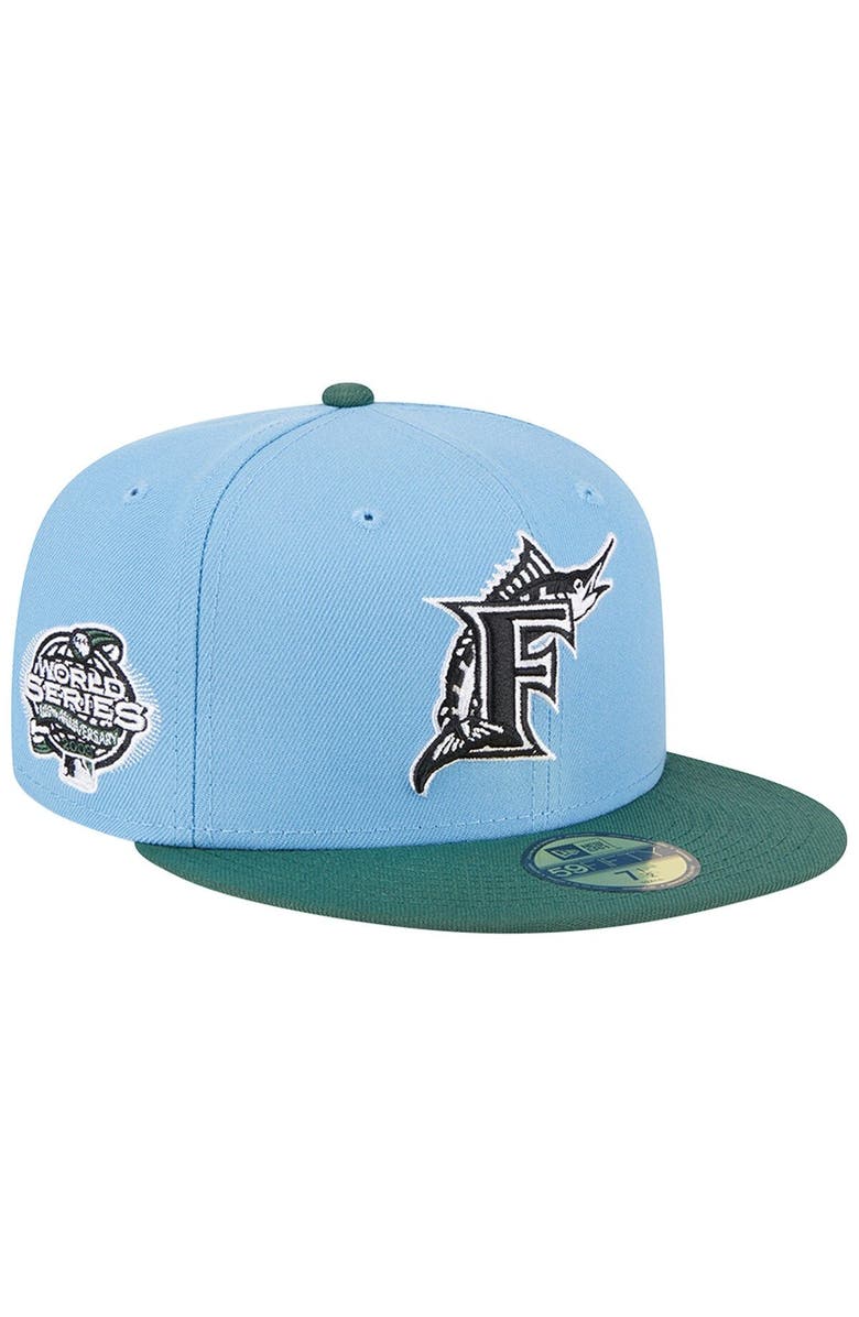 New Era Men's New Era Sky Blue/Cilantro Florida Marlins 2003 World Series Cooperstown Collection 59FIFTY Fitted Hat, Alternate, color, Light Blue