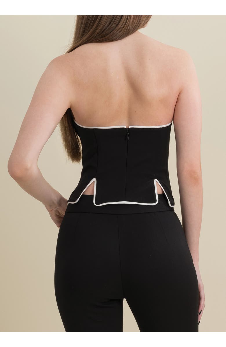 Contessa Mills Helix Form-Fitting Stretch Wool Top, Alternate, color, Black & Natural