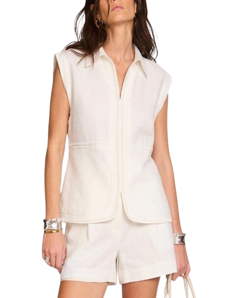 Linen Sleeveless Collared Shirt