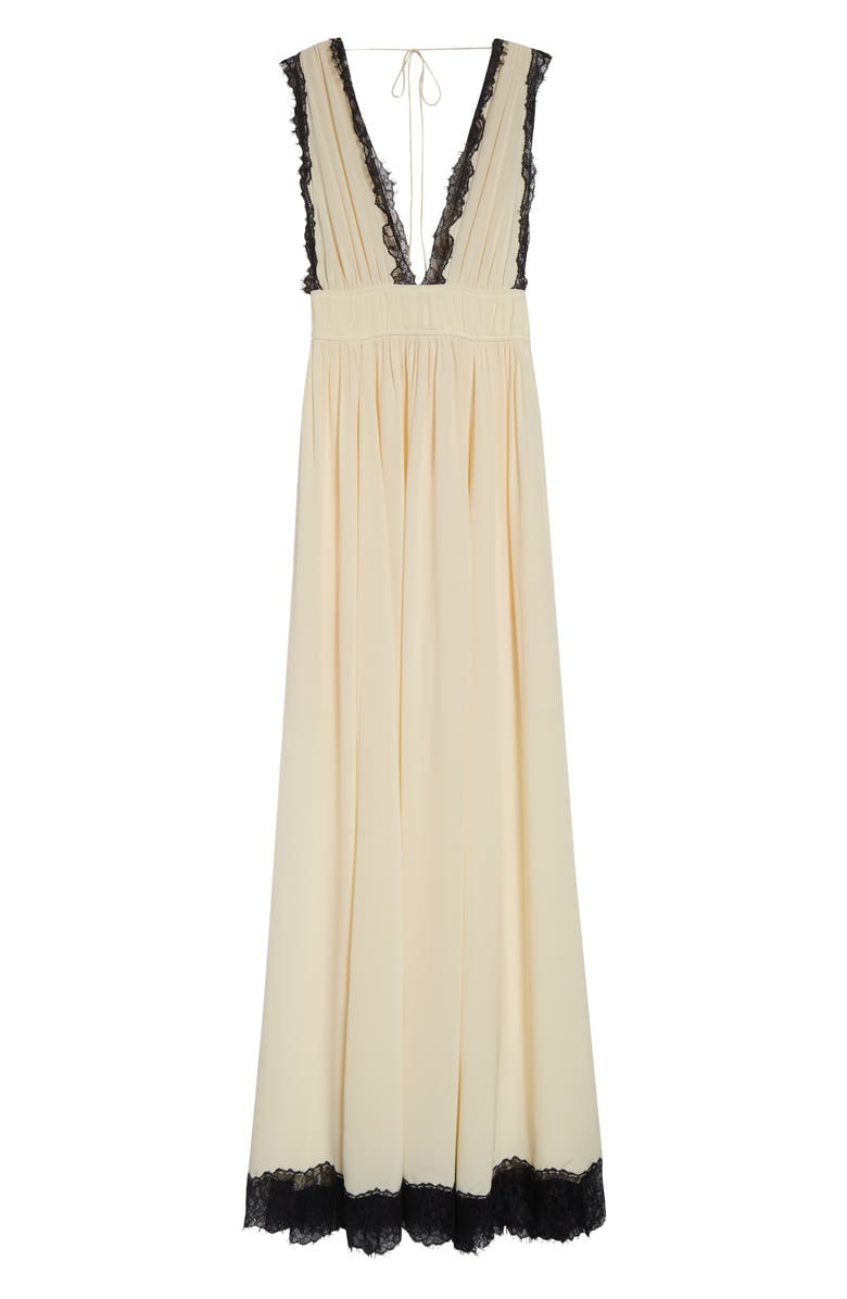 Ulla Johnson Maguerite Lace Trim Silk Gown, Alternate, color, Creme