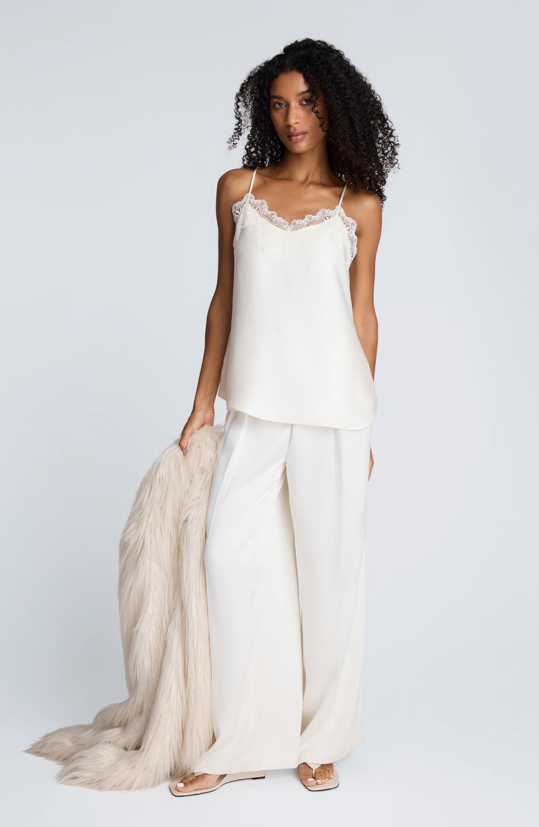 Kenneth Cole Lace Trim Satin Camisole, Alternate, color, Oyster