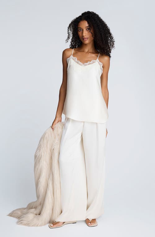 Kenneth Cole Lace Trim Satin Camisole In White