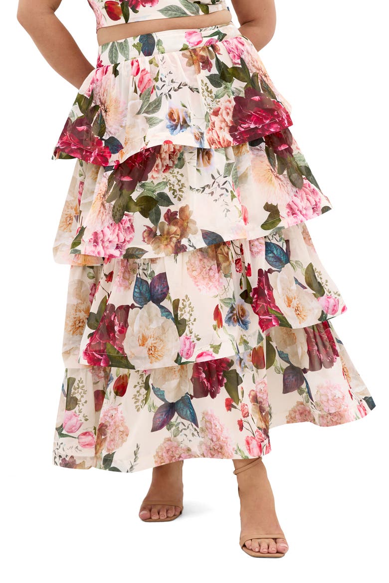 Bianka Floral Print Ruffle Skirt, Main, color, BOTANICAL BLOOM