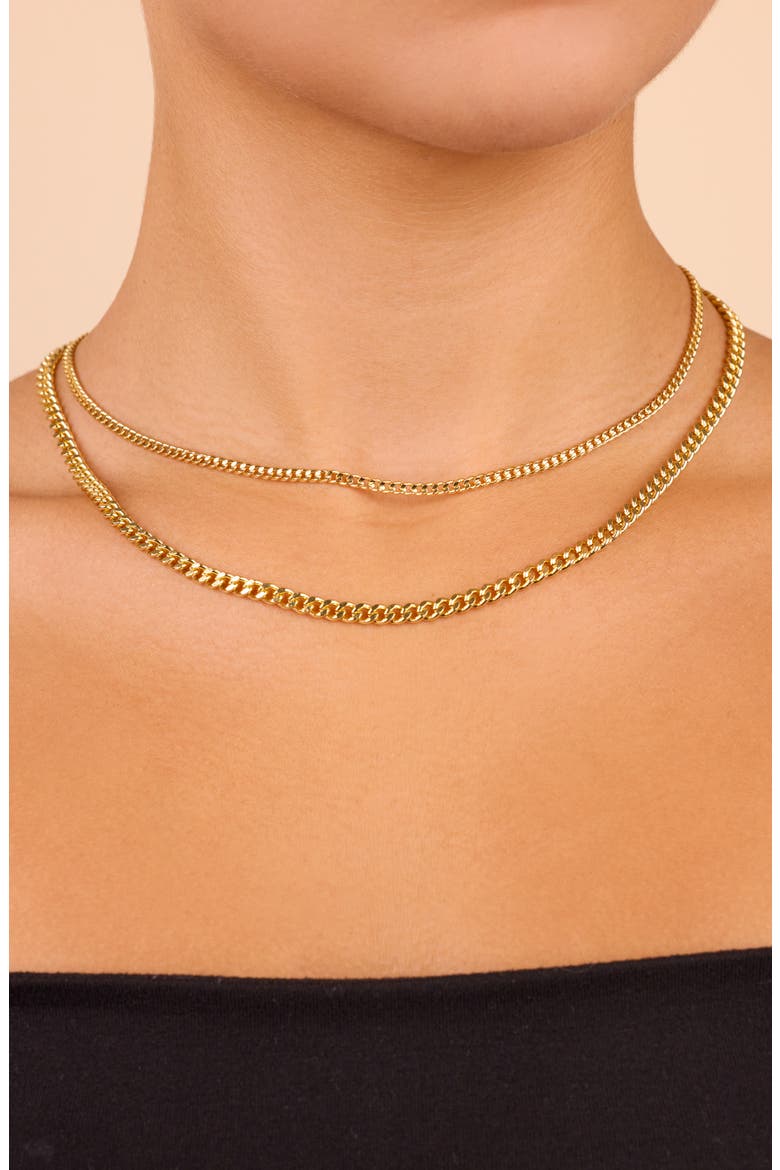 14K Gold Plated Everyday Layered Curb Chain Necklace, Alternate, color, GOLD