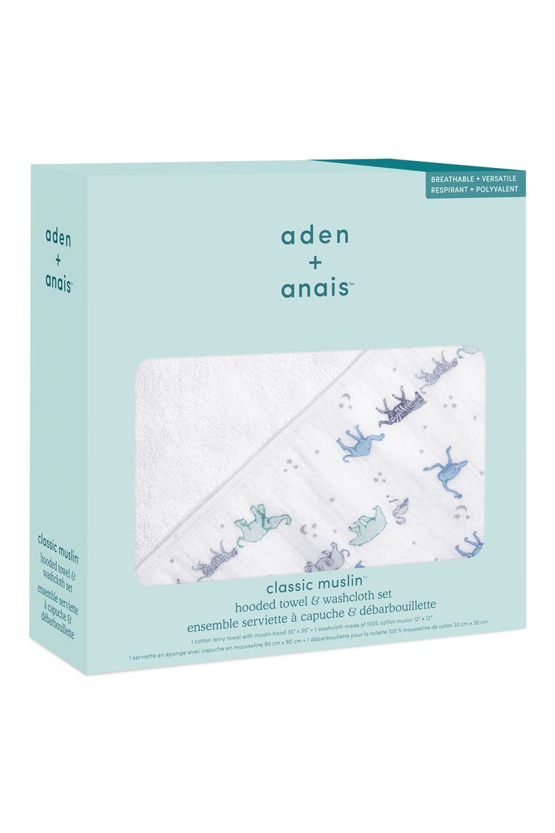 2-Pack Cotton Washcloth & Hooded Towel, Alternate, color, MAP THE STARS GREY