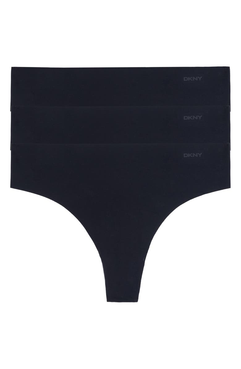 DKNY Assorted 3-Pack Cut Anywhere Thong, Alternate, color, Dk Black