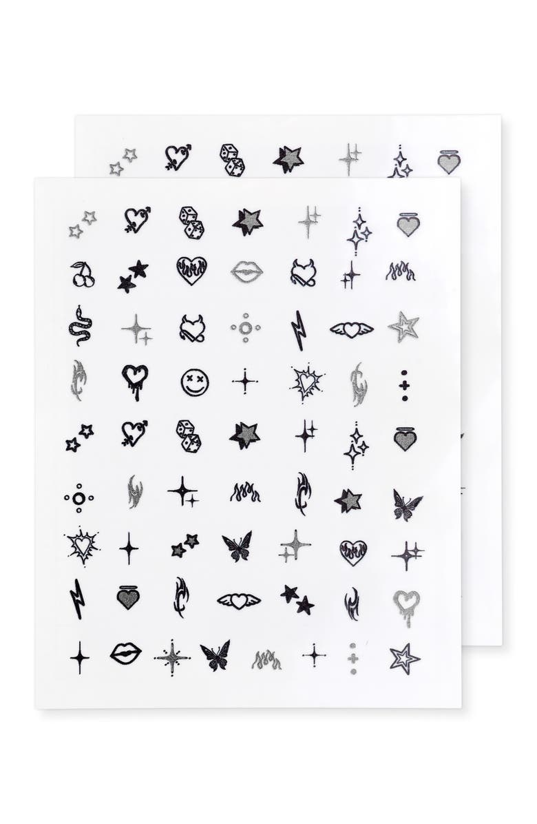 INKED by Dani Rebel Nail Art Temporary Tattoos, Alternate, color, Black