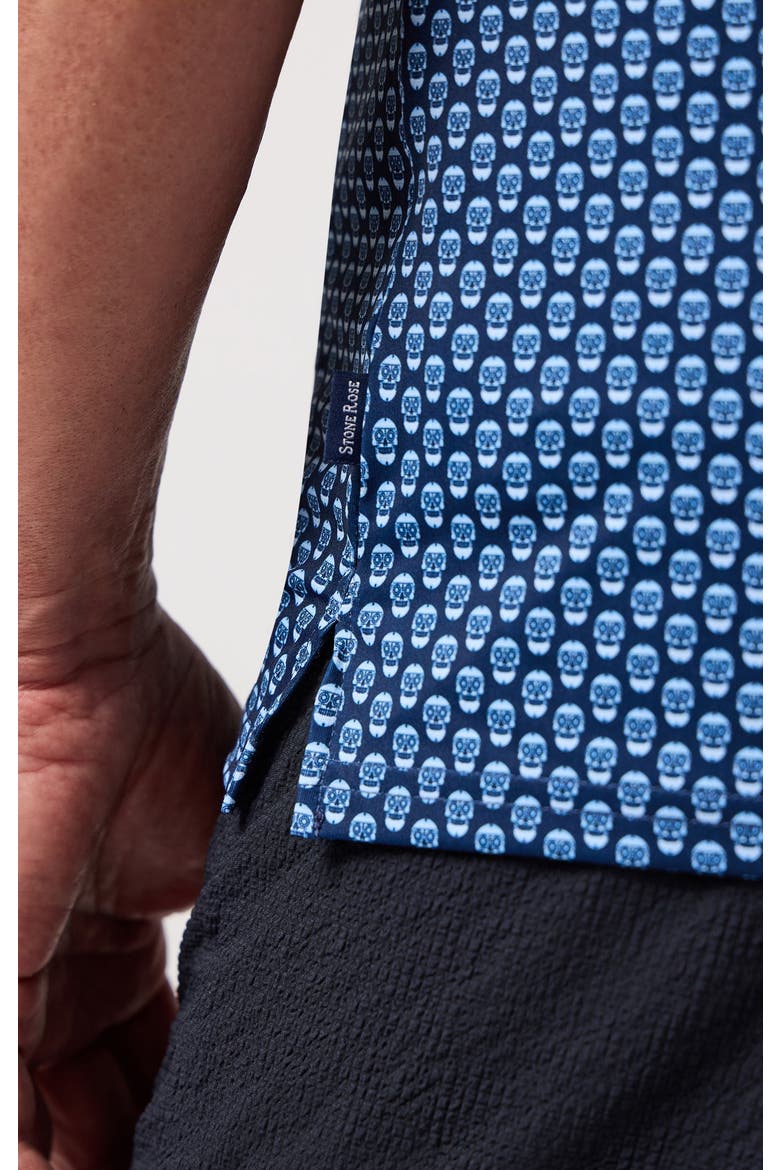 Skull Print Techno Stretch Polo, Alternate, color, Dark Navy