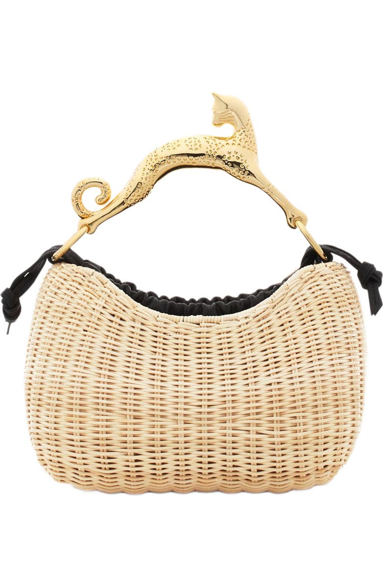 Lanvin Wicker Hobo Cat Bag Sm, Alternate, color,