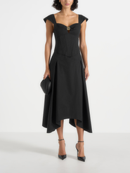 Manière De Voir Faith Cap Sleeve Corset Cotton Midi Dress