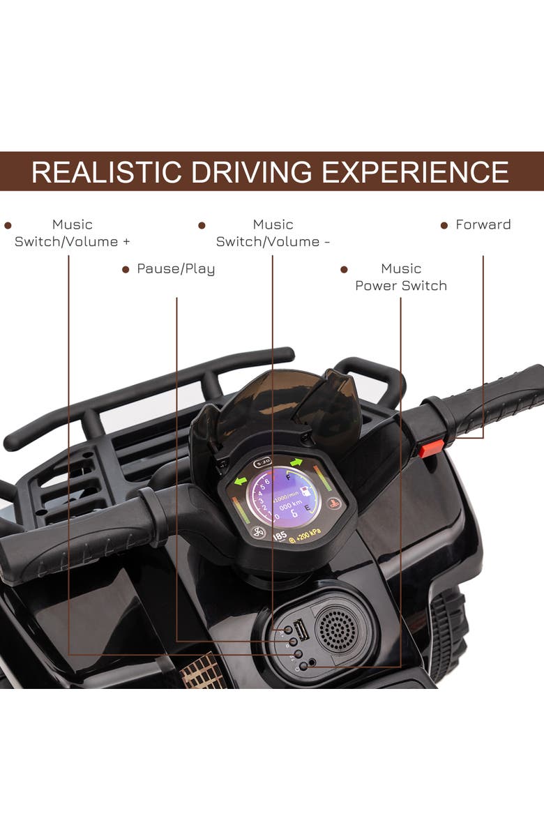 Aosom 6V Kids Ride-on ATV Four Wheeler with Music, Battery Powered, Alternate, color, Black