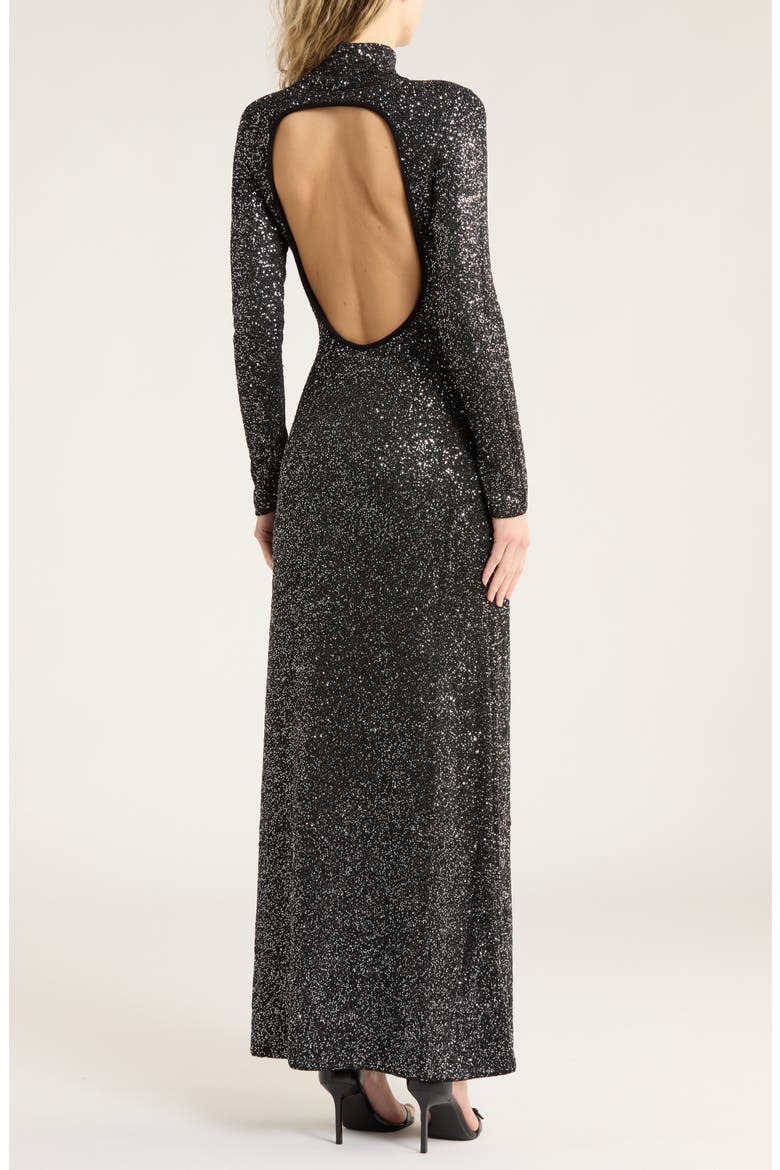 Danni Sequin Long Sleeve Maxi Sweater Dress, Alternate, color, BLACK
