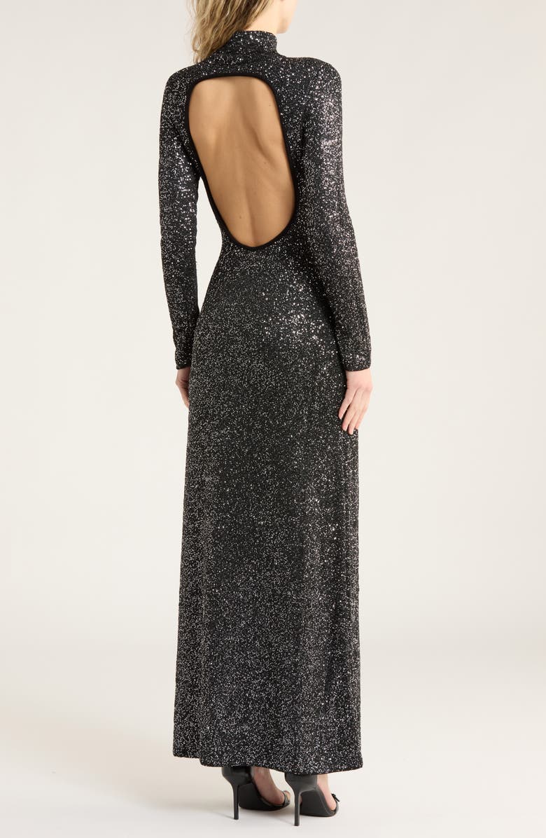rag & bone Danni Sequin Long Sleeve Maxi Sweater Dress, Alternate, color, Black