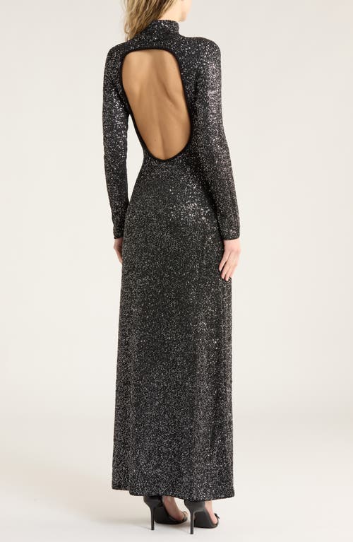 Rag & Bone Danni Sequin Long Sleeve Maxi Sweater Dress In Black