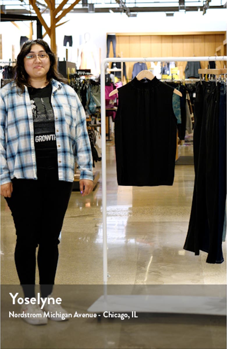 Smocked Mock Neck Sleeveless Blouse, sales video thumbnail