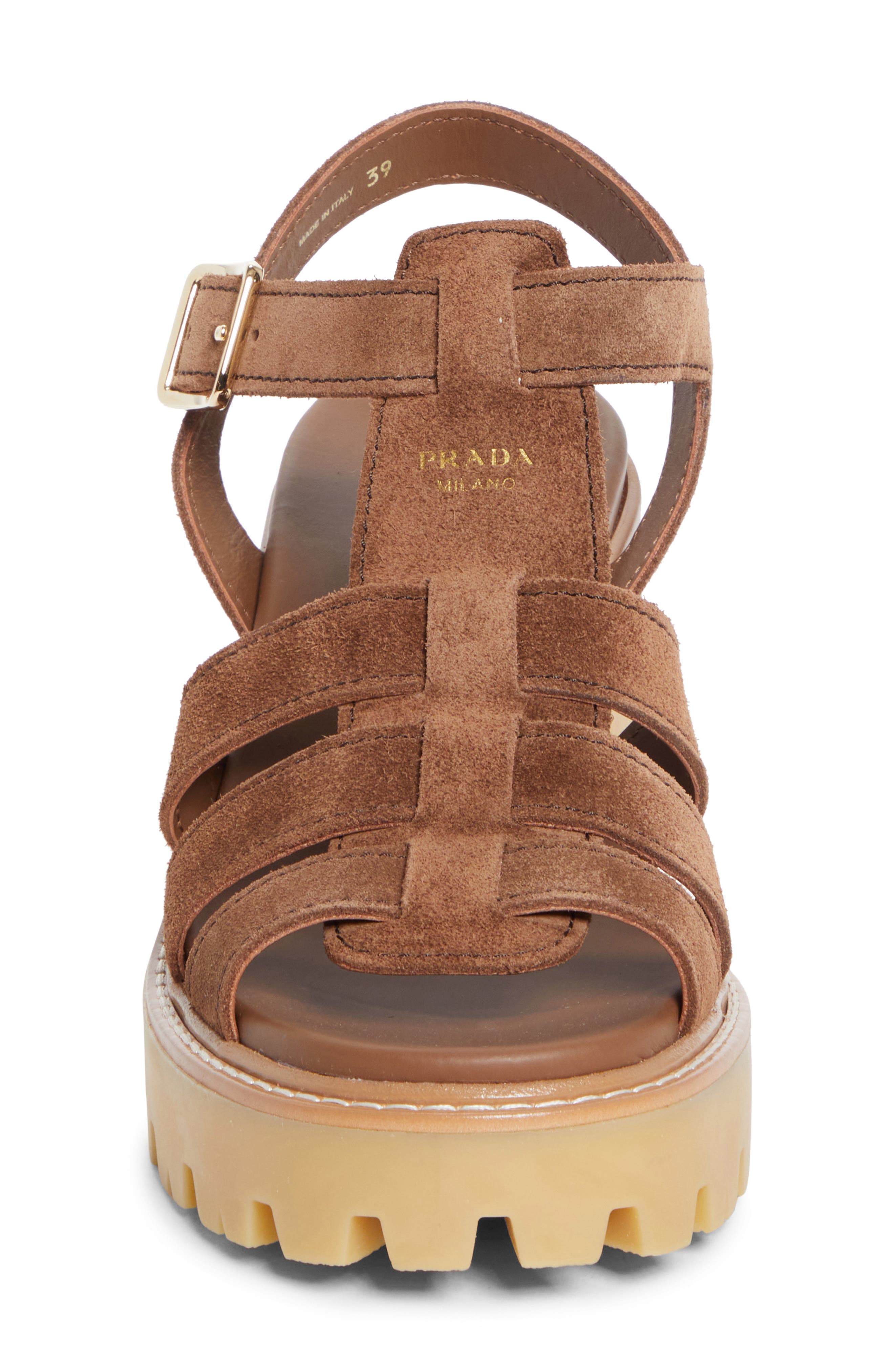 Prada Stride Platform Sandal, Alternate, color, Cacao