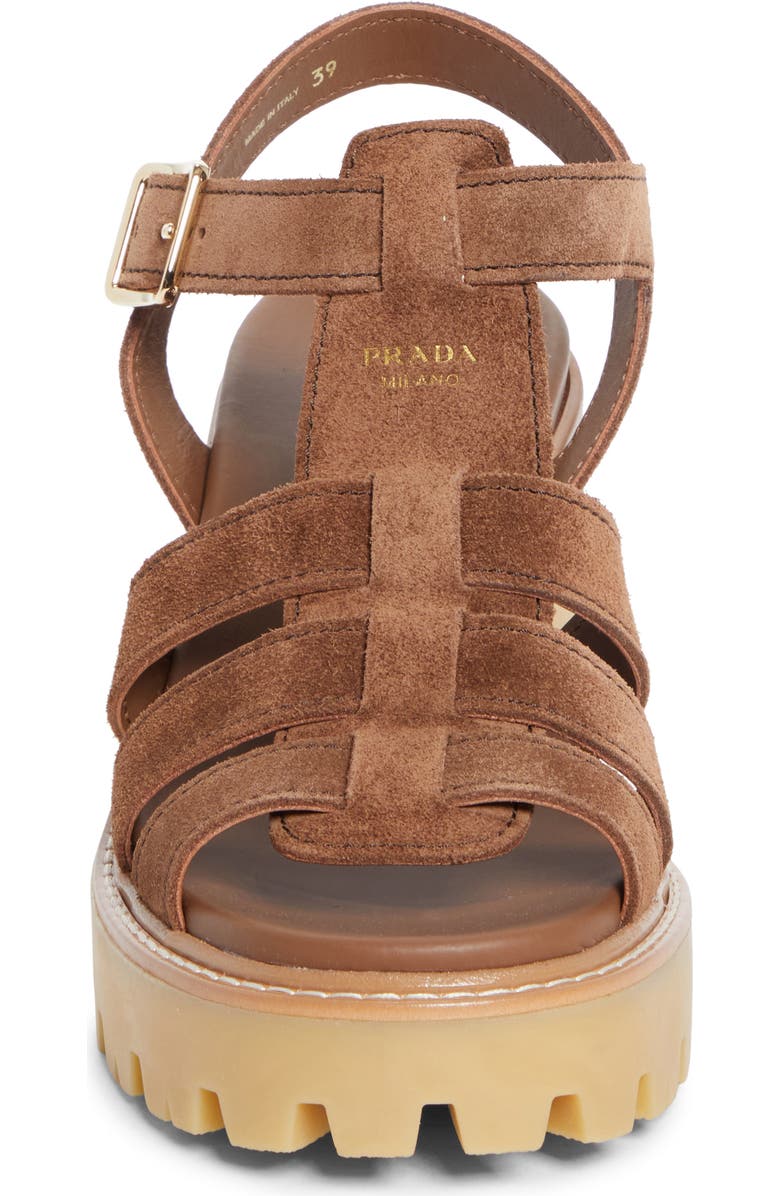 Prada Stride Platform Sandal, Alternate, color, Cacao