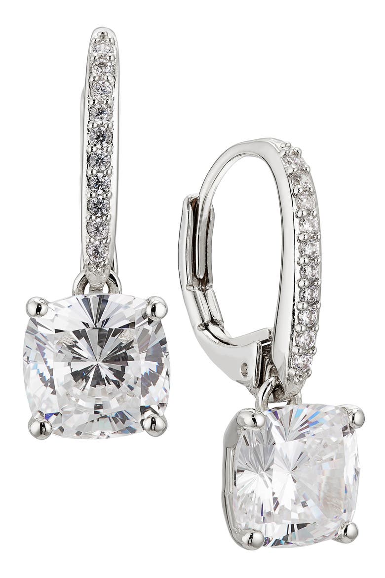 Modern Luv Cubic Zirconia Drop Earrings, Main, color, RHODIUM
