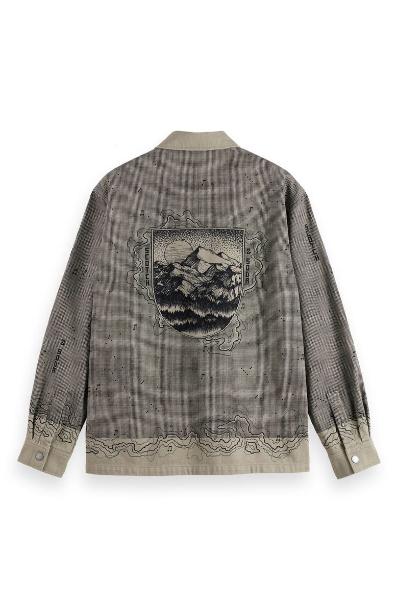 Scotch & Soda Map Graphic Snap-Up Overshirt, Alternate, color, Plaza Taupe
