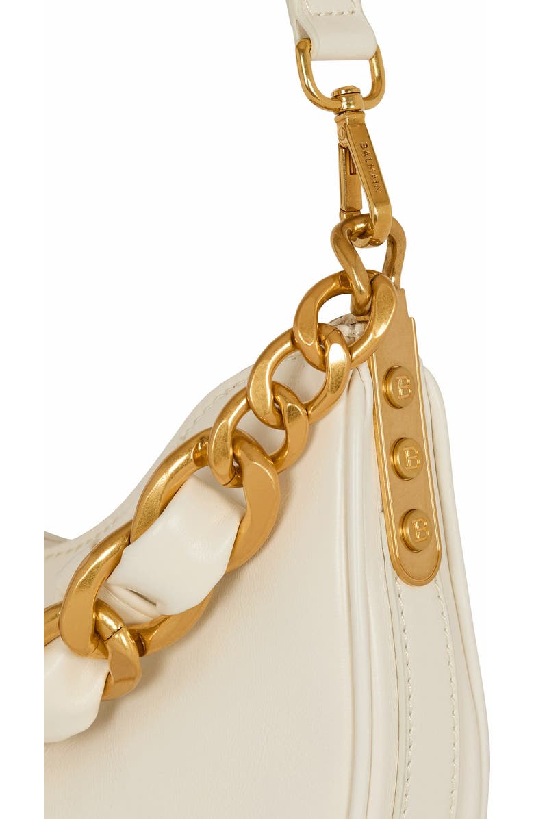 Balmain 1945 Soft Moon Crinkled Calfskin Leather Bag, Alternate, color,