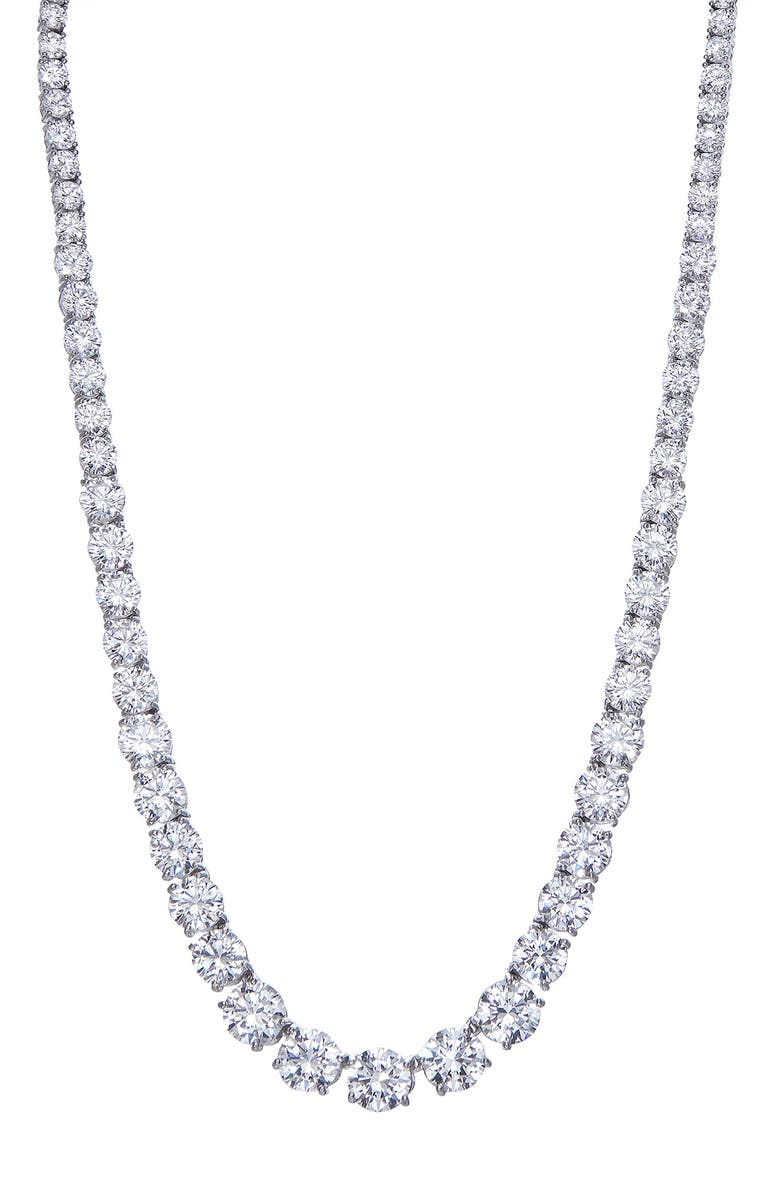 FZN Sterling Silver Cubic Zirconia Tennis Necklace, Main, color, 