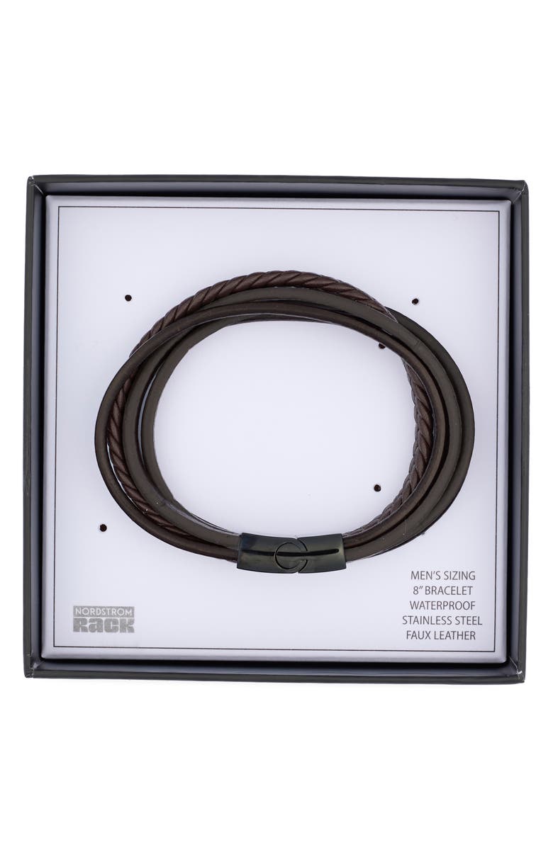 NORDSTROM RACK Men's Faux Leather Bracelet, Main, color, Black