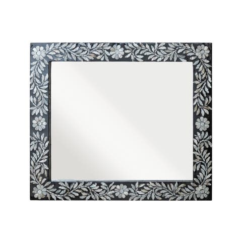 Framed Wall Mirror with Inlaid Design