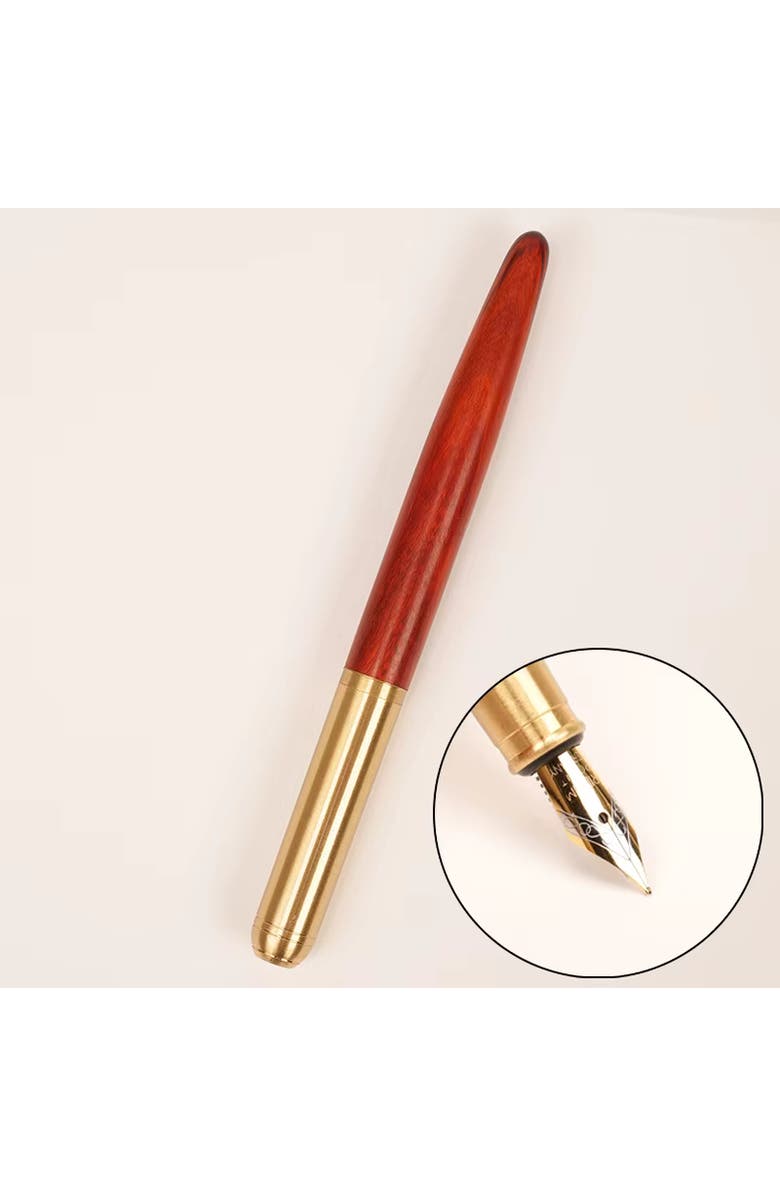 STEEL HORSE LEATHER The Hemmingway | Handmade Wood and Brass Fountain Pen, Main, color, Rose