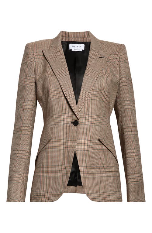 Alexander Mcqueen Mcqueen Glen Plaid Wool Martingale Blazer In Ivory-black-tobacco