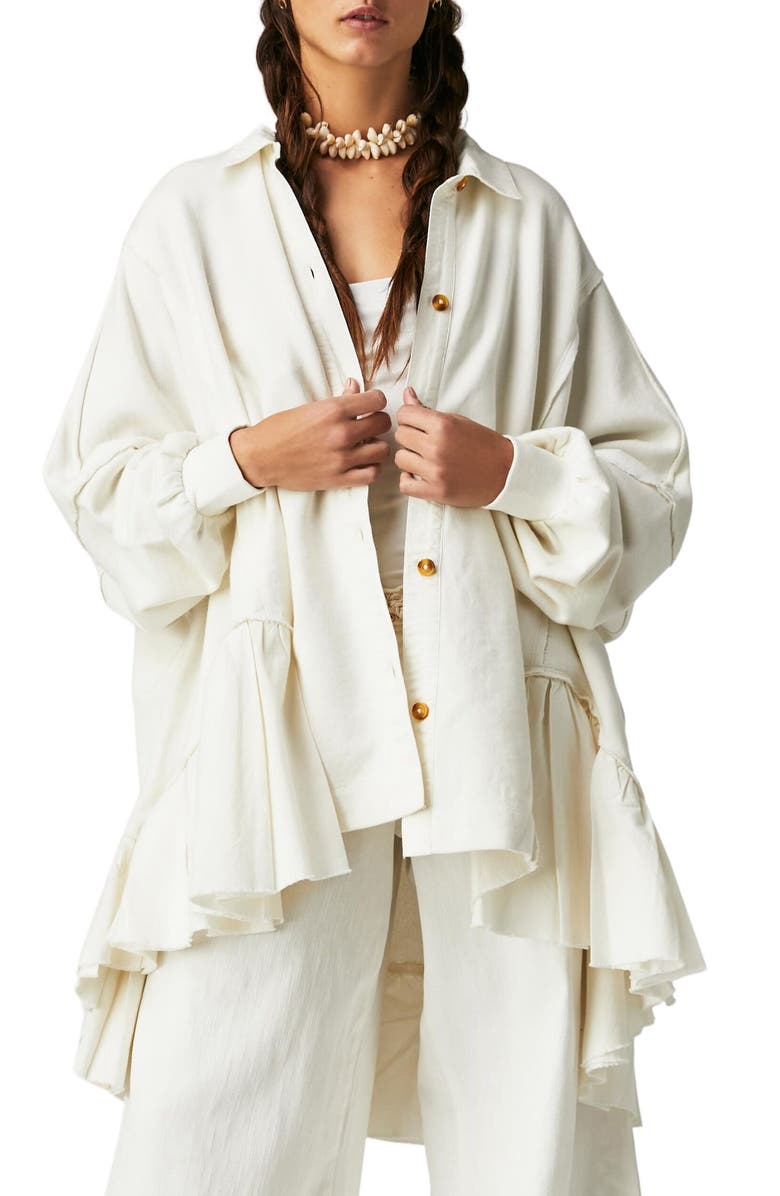 Free People Button-Up Sweatshirt, Main, color, 