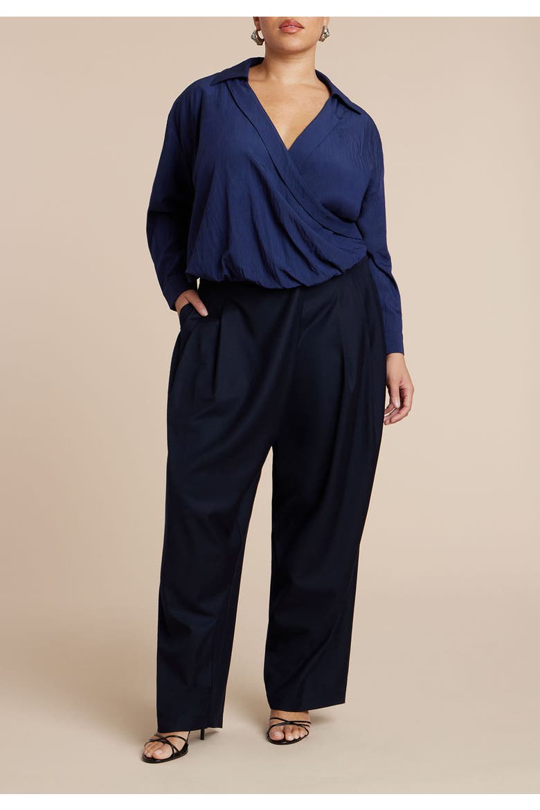 Surplice Collared Top, Alternate, color, NAVY BLAZER