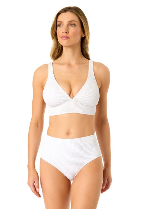 Women's Live In Color Textured Shirred Soft Band Bralette Bikini Swim Top