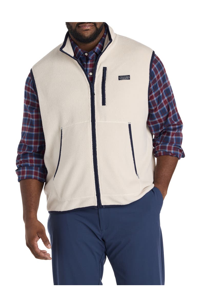 vineyard vines Big & Tall Bonfire Fleece Vest, Main, color, Stone