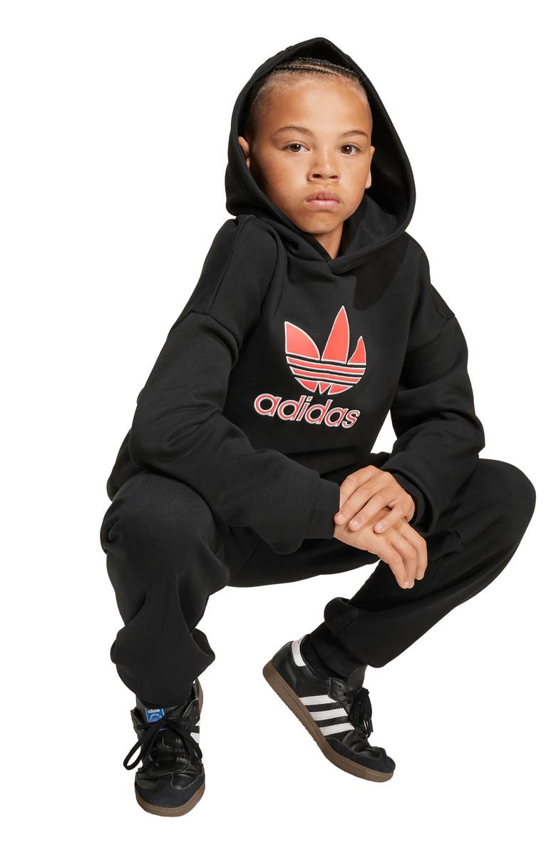 adidas Originals Kids' Trefoil Hoodie, Alternate, color, Black